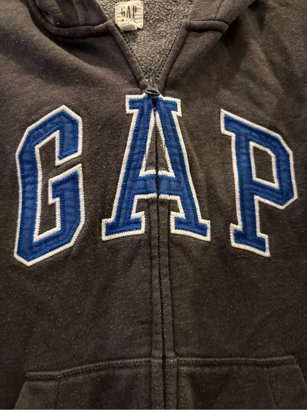 GAP Kids Gray Zip-Up Hoodie with Blue Logo